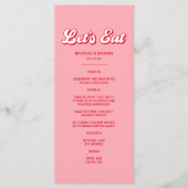 Valentijn roze en rode bruiloft menu (Voorkant)