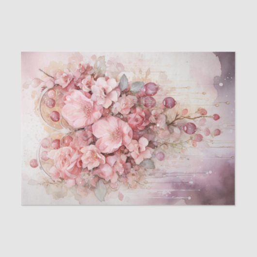 Valentijn Roze en Rode Harten Bloemen Boeket Tissuepapier (Voorkant)