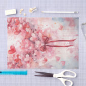 Valentijn roze en rode harten en lint tissuepapier (Craft)