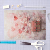 Valentijn roze en rode harten en Rozen Tissuepapier (Craft)