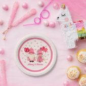 Valentijn Roze Gnome Red Hearts Couple Names Papieren Bordje (Feest)