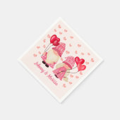 Valentijn Roze Gnome Red Hearts Couple Names Servet (Hoek)