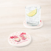 Valentijn Roze Gnome Red Hearts Couple Names Zandsteen Onderzetter (Zijkant)