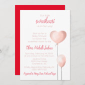 Valentijn roze hart ballon Baby shower Kaart (Voorkant / Achterkant)