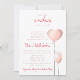 Valentijn roze hart ballon Baby shower Kaart