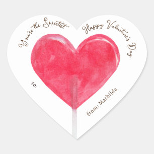 Valentijn Roze Hart Lollipop Sticker
