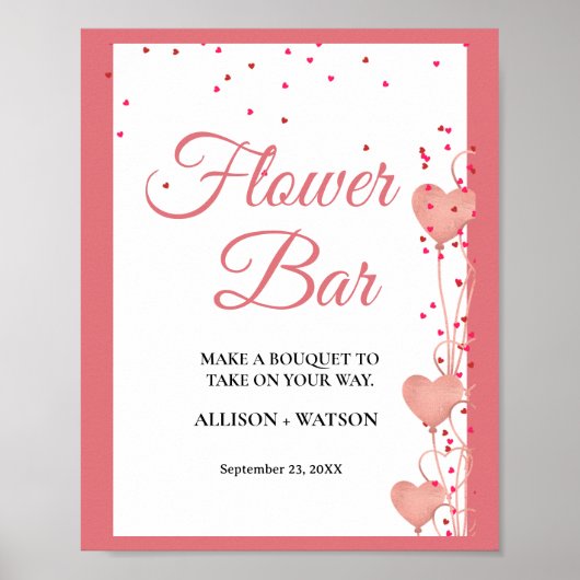 Valentijn Roze Hart vrijgezellenfeest bloemenbar T Poster (Voorkant)