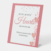 Valentijn Roze Hart Vrijgezellenfeest Hoeveel Hart Reclamebord Met Voetstuk (Voorkant)
