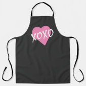 Valentijn Roze Hart Wit XOXO Modern Zwart Schort (Voorkant)
