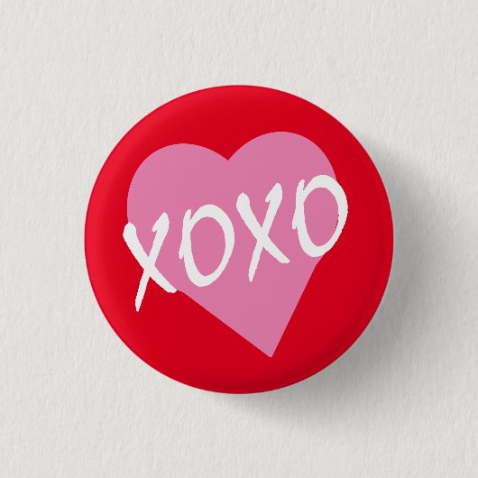 Valentijn roze hart XOXO kisses knuffels rood Ronde Button 3,2 Cm (Voorkant)