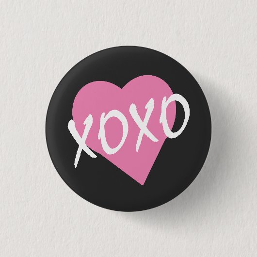 Valentijn Roze Hart XOXO Ronde Button 3,2 Cm (Voorkant)