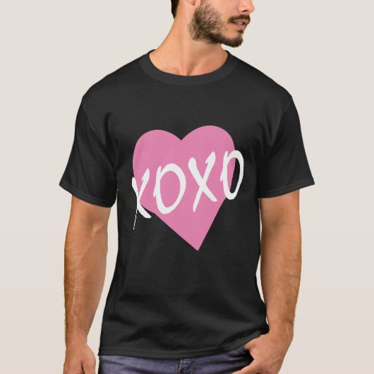 Valentijn Roze Hart XOXO T-shirt (Voorkant)