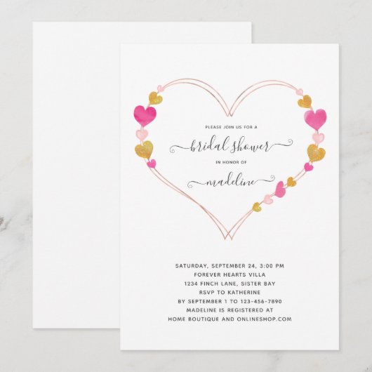 Valentijn Roze Hart Zoet Vrijgezellenfeest Kaart (Voorkant / Achterkant)