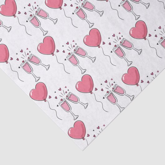 Valentijn Roze Hartballonnen en Champagne Tissuepapier (Detail)