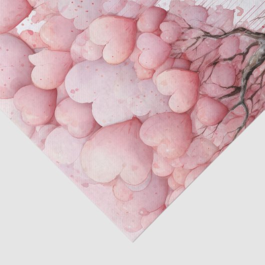 Valentijn roze hartballonnen op een boom tissuepapier (Detail)