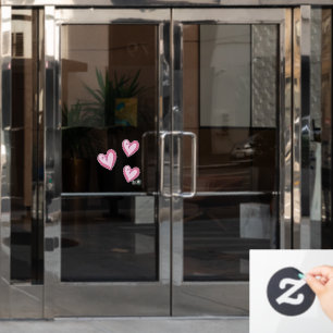 Valentijn Roze Harten Accent Ruit Cling 30x30 Raamsticker