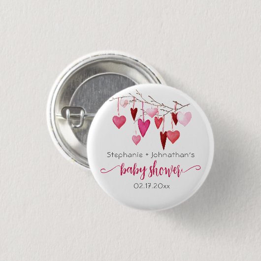 Valentijn roze harten Baby shower Ronde Button 3,2 Cm (Voorkant /achterkant)