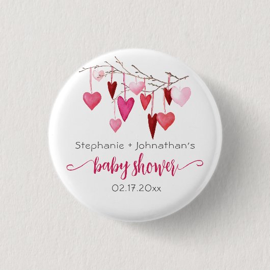 Valentijn roze harten Baby shower Ronde Button 3,2 Cm (Voorkant)