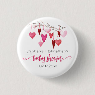 Valentijn roze harten Baby shower Ronde Button 3,2 Cm