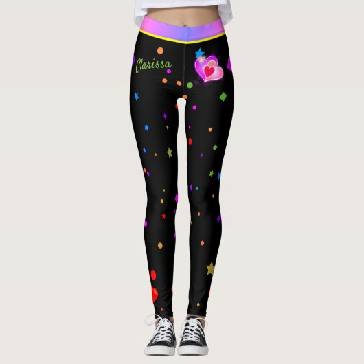 Valentijn Roze Harten Feestelijke Verjaardag Leggings (Voorkant)