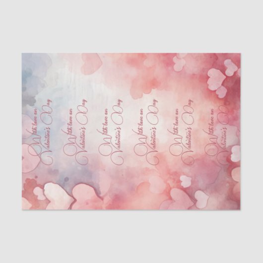 Valentijn roze harten met liefde op de Valentijnsd Tissuepapier (Voorkant)