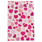 Valentijn Roze Harten met Wit Medium Cadeauzakje (Voorkant)