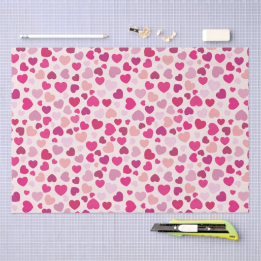 Valentijn Roze Harten met Wit Tissuepapier (Craft)