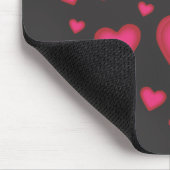 Valentijn Roze harten op Black Mousepad Muismat (Hoek)