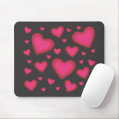 Valentijn Roze harten op Black Mousepad Muismat (Met muis)