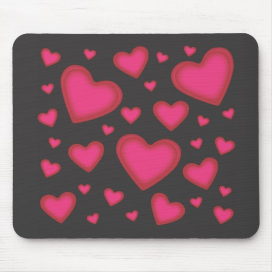 Valentijn Roze harten op Black Mousepad Muismat (Voorkant)
