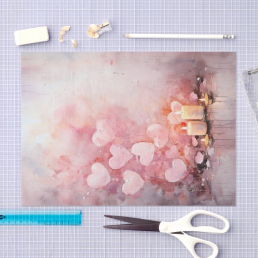 Valentijn roze hartjes en kaarsen tissuepapier (Craft)