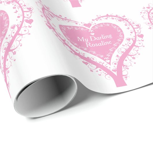 Valentijn roze hartstructuur genaamd cadeauomslag cadeaupapier (Rol Hoek)