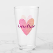 Valentijn Roze Heart Glas (Voorkant)