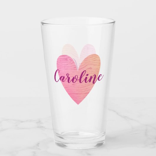 Valentijn Roze Heart Glas (Voorkant)