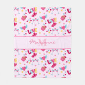 Valentijn Roze Liefde Letters Patroon Elegante naa Fleece Deken (Voorkant)