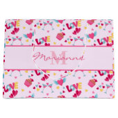 Valentijn Roze Liefde Letters Patroon Elegante naa Groot Cadeauzakje (Voorkant)