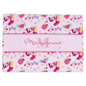 Valentijn Roze Liefde Letters Patroon Elegante naa Groot Cadeauzakje (Achterkant)