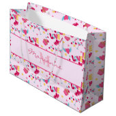 Valentijn Roze Liefde Letters Patroon Elegante naa Groot Cadeauzakje (Voorkant Gekanteld)