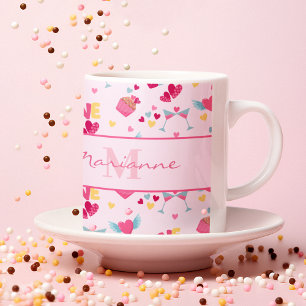 Valentijn Roze Liefde Letters Patroon Elegante naa Koffiemok