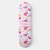 Valentijn Roze Liefde Letters Patroon Elegante naa Persoonlijk Skateboard (Voorkant)