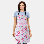 Valentijn Roze Liefde Letters Patroon Elegante naa Schort (Gedragen)