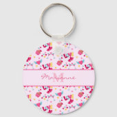 Valentijn Roze Liefde Letters Patroon Elegante naa Sleutelhanger (Voorkant)