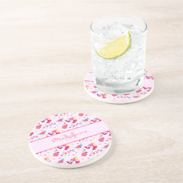 Valentijn Roze Liefde Letters Patroon Elegante naa Zandsteen Onderzetter