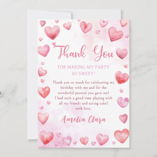 Valentijn Roze Liefje Verjaardag Dankjewel Kaart (Voorkant)