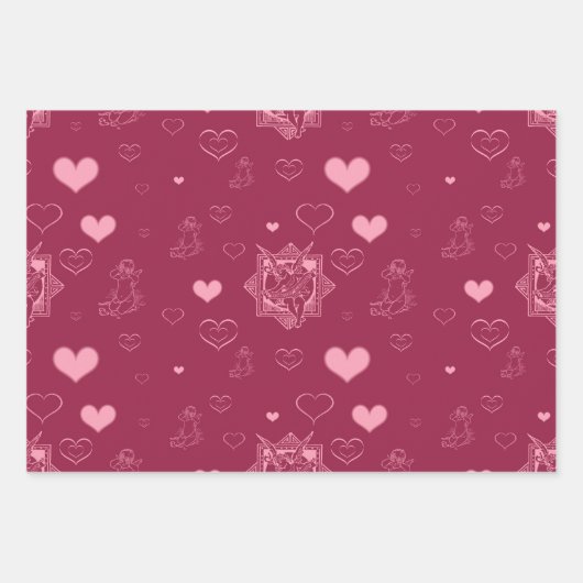 Valentijn roze rode harten Cupid Cute Inpakpapier Vel (Voorkant 3)