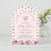 Valentijn Roze Rode Harten Sweetheart Baby shower Kaart (Staand voorkant)