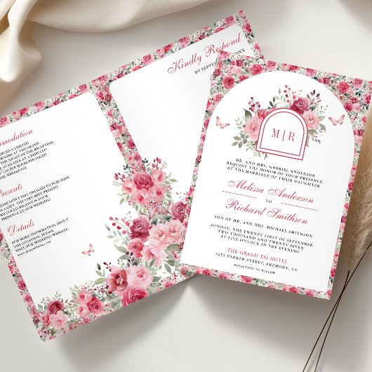 Valentijn Roze Rode Rozen Vlinder Bruiloft