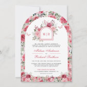 Valentijn Roze Rode Rozen Vlinderboog bruiloft Kaart (Voorkant)