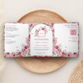 Valentijn Roze Rode Rozen Vlinderbruiloft Drieluik Uitnodiging