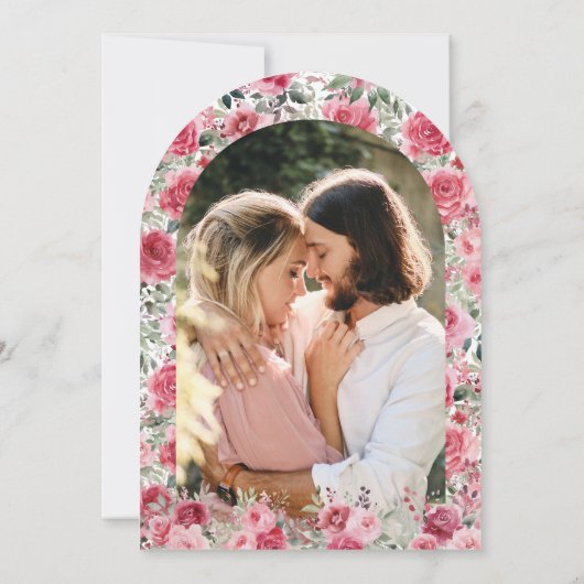 Valentijn Roze Rode Rozen Vlindercrème bruiloft Kaart (Achterkant)